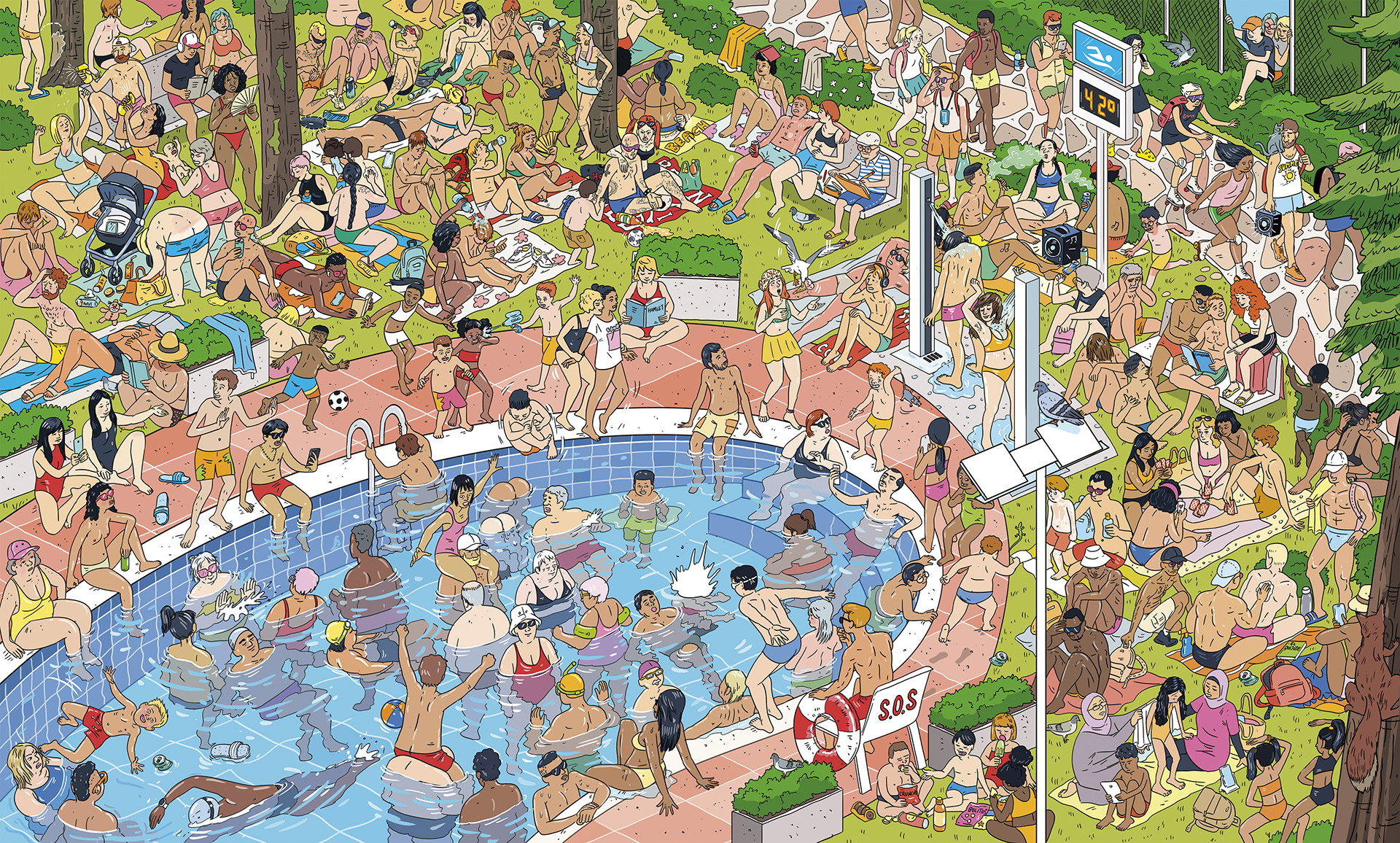 Ilustración de piscina en el Cuaderno Blackie 13